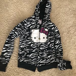 Zebra print Hello Kitty zip up jacket